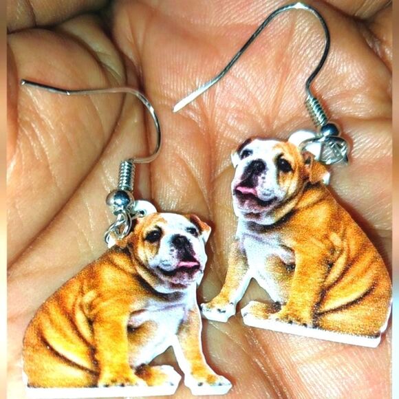 Fun dog dangling acrylic 5D pendant earrings - Picture 4 of 8